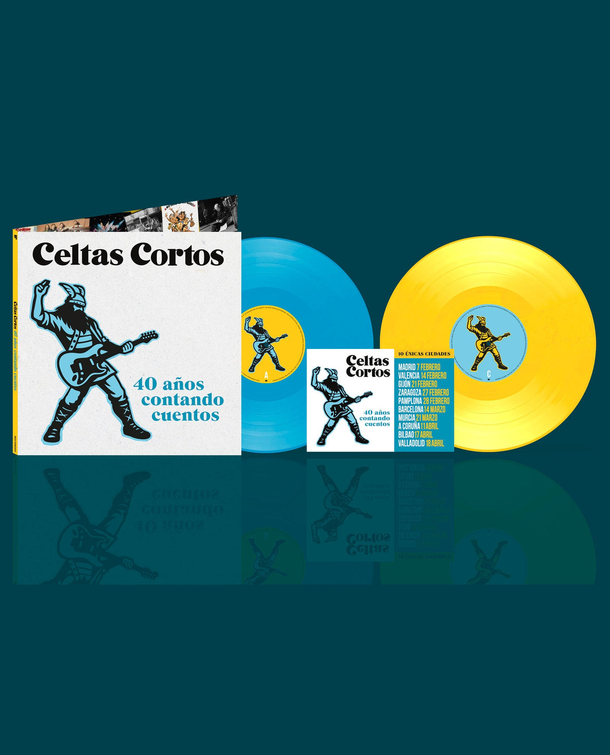 Celtas Cortos - 2LP Vinilo Amarillo y Azul + POSTAL FIRMADA "40 años contando cuentos" - D2fy · Rocktud - Rocktud