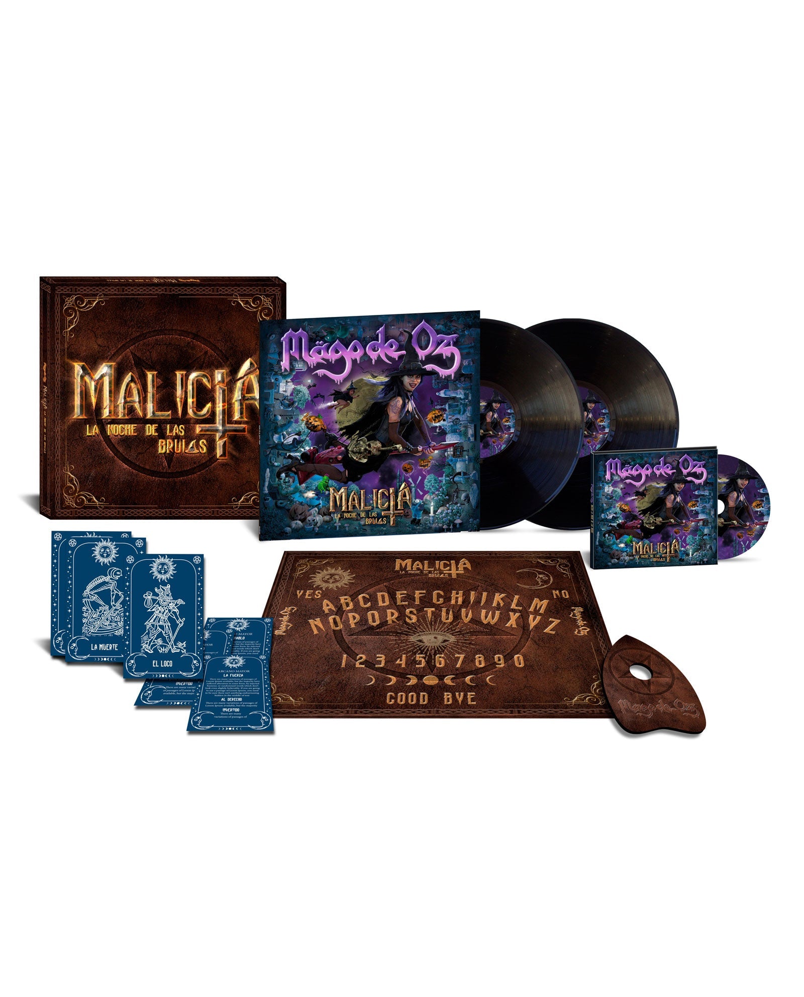 Mägo de Oz - Caja Deluxe CD + 2LP Vinilo + 6 Cartas Tarot + Juego Ouija "Malicia" - D2fy · Rocktud - Rocktud