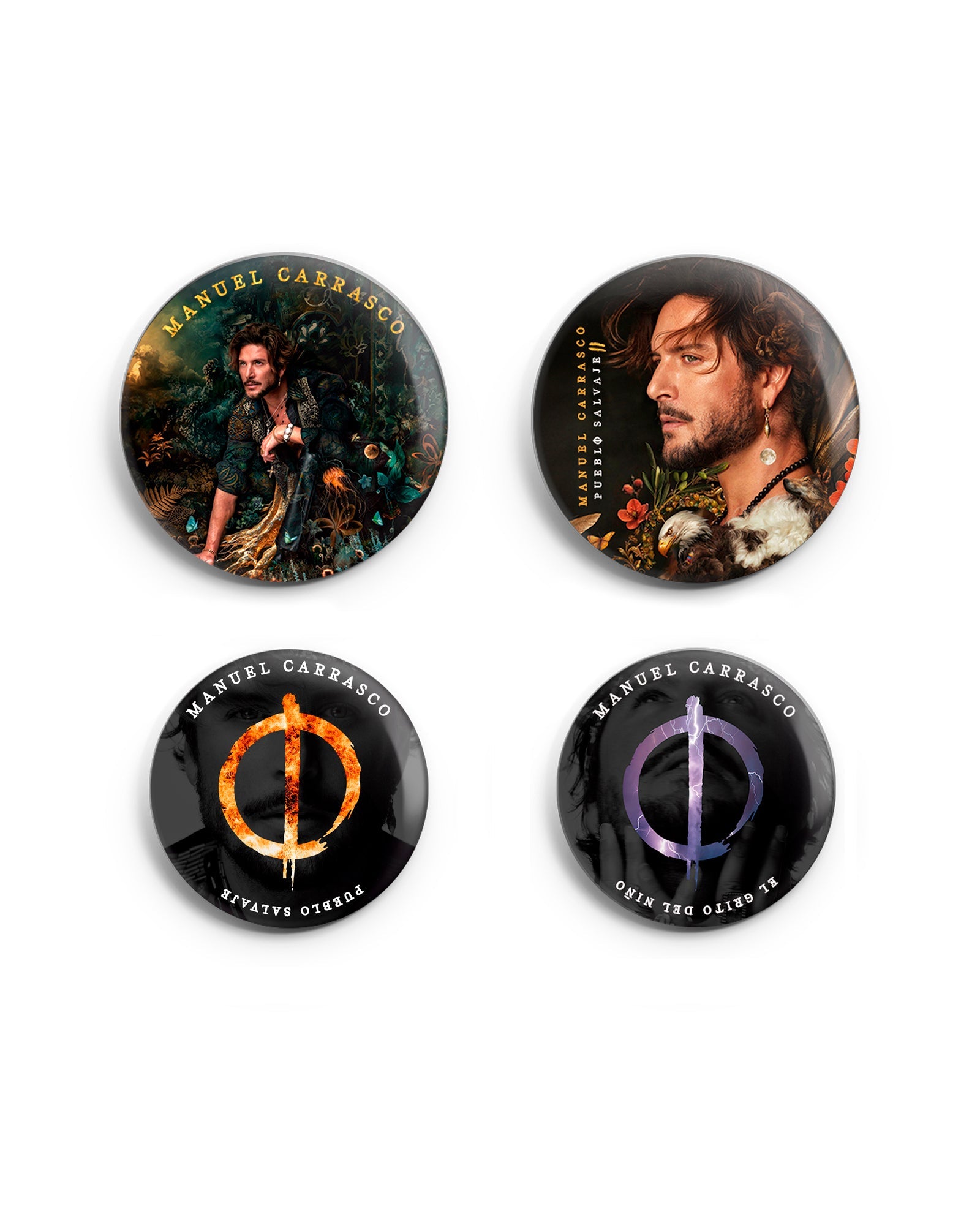 Manuel Carrasco - Pack 4 chapas "Pueblo Salvaje II" - D2fy · Rocktud - Manuel Carrasco