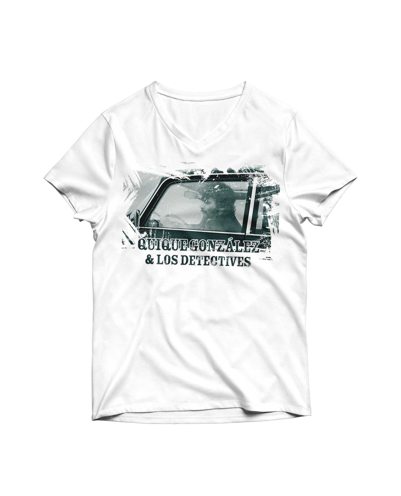 Camiseta Coche Unisex Blanca - Quique González - Rocktud - Quique González