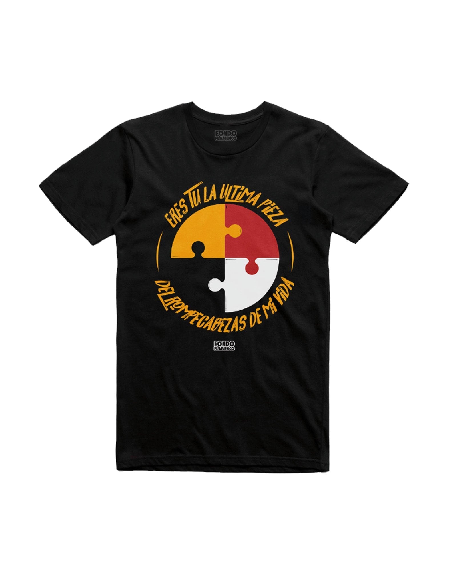 Fondo Flamenco Camiseta "Rompecabezas" Negra