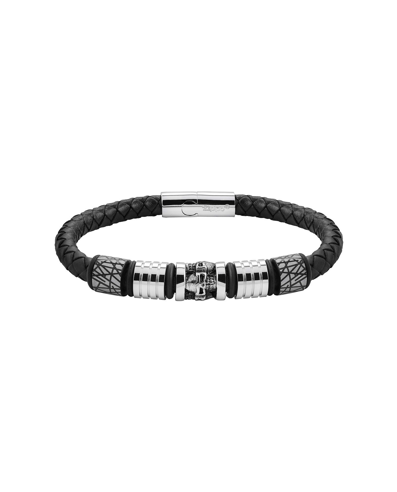Pulsera de acero y cuero Calaveras - Rocktud - Rocktud