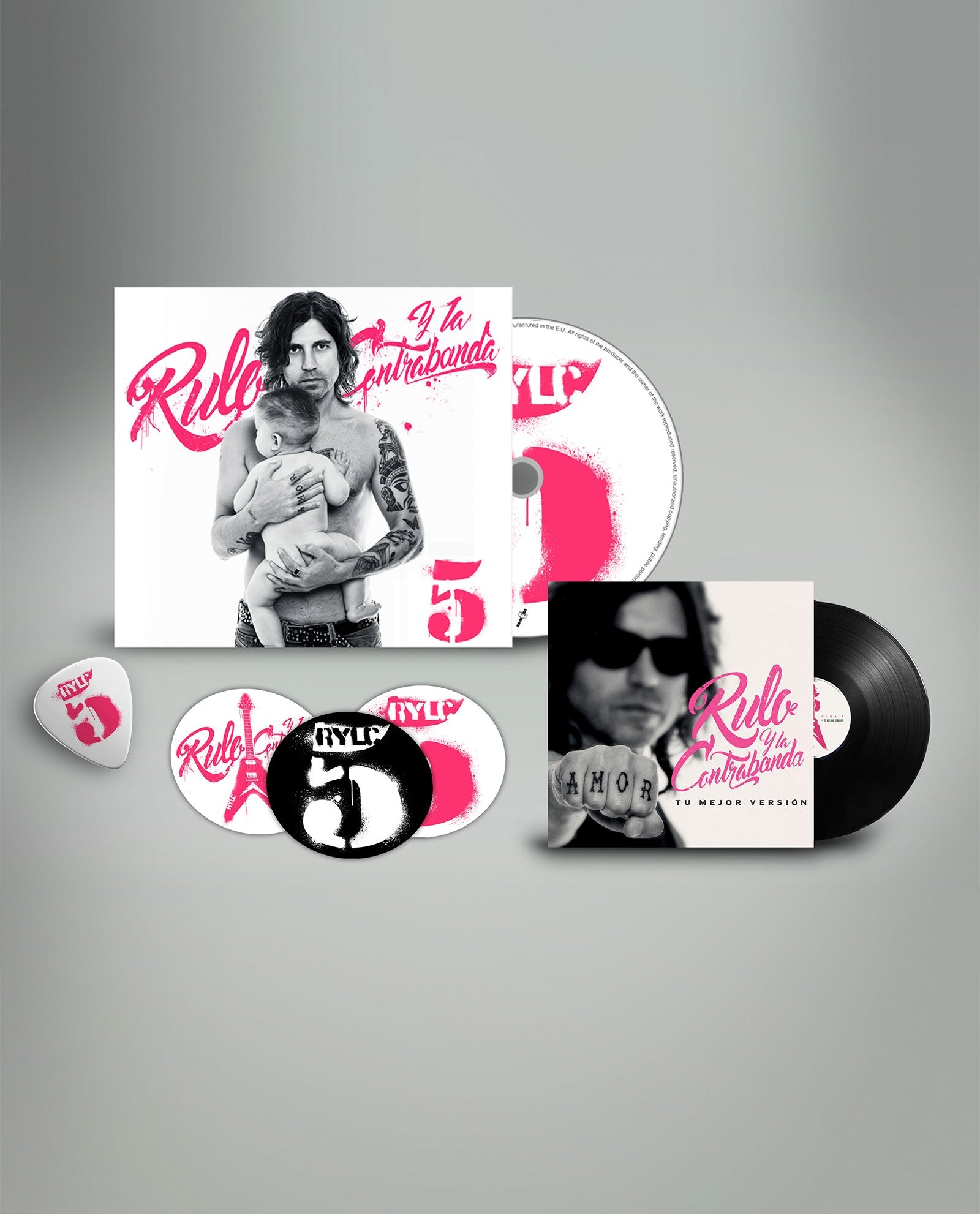 Rulo y la Contrabanda - CD Digipack "5" + Púa + Pegatinas + Single Vinilo 7" con Cara B Inédita - D2fy · Rocktud - Rocktud