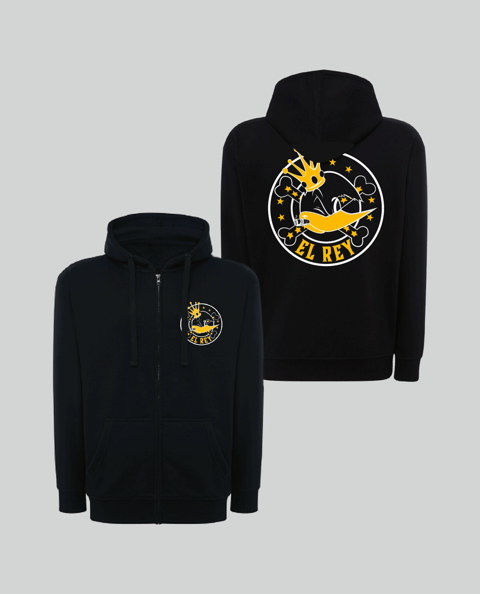 Sudadera Cremallera Capucha EL REY Negra - Loquillo - Rocktud - Loquillo