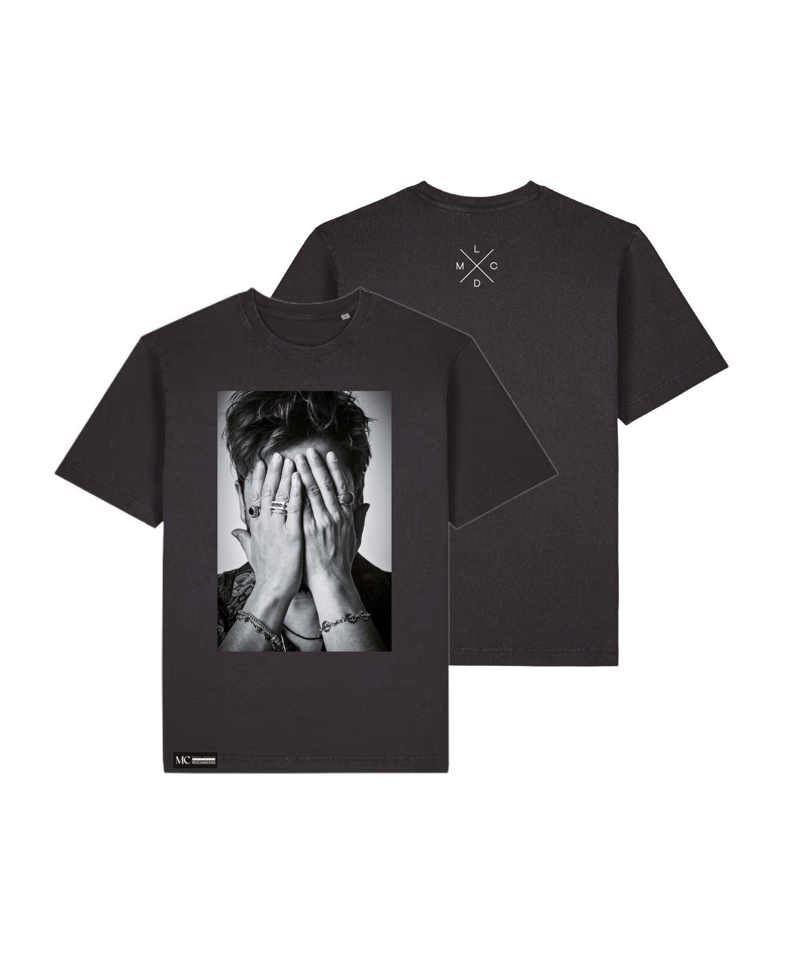 Manuel Carrasco - Camiseta Unisex "Foto Manos Cara" Negro Vintage