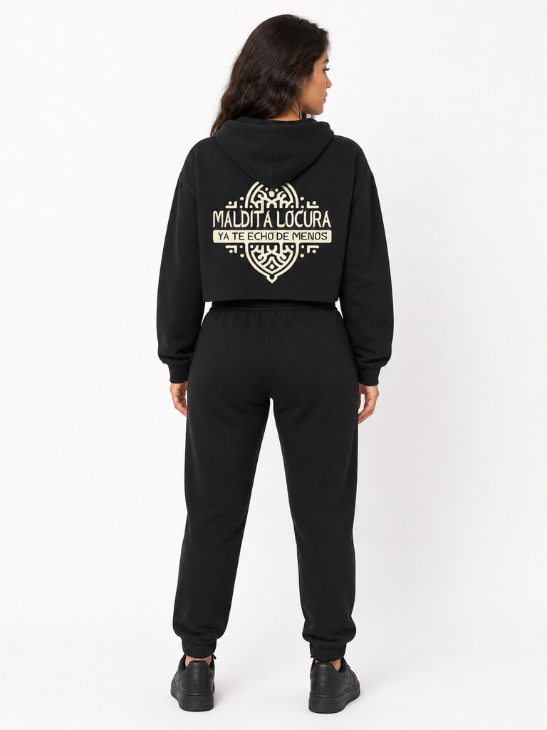 Galván Real - Sudadera Capucha Crop Top "Maldita Locura" Mujer