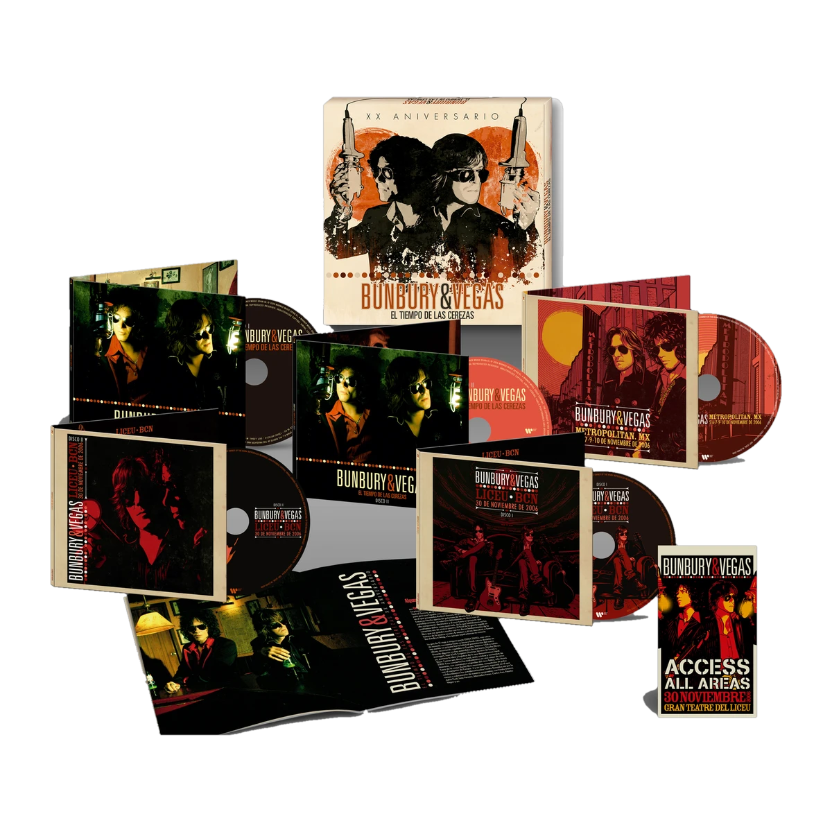Bunbury y Vegas - Box 5CD + Libro + Pase "El tiempo de las cerezas (XX Aniversario)"