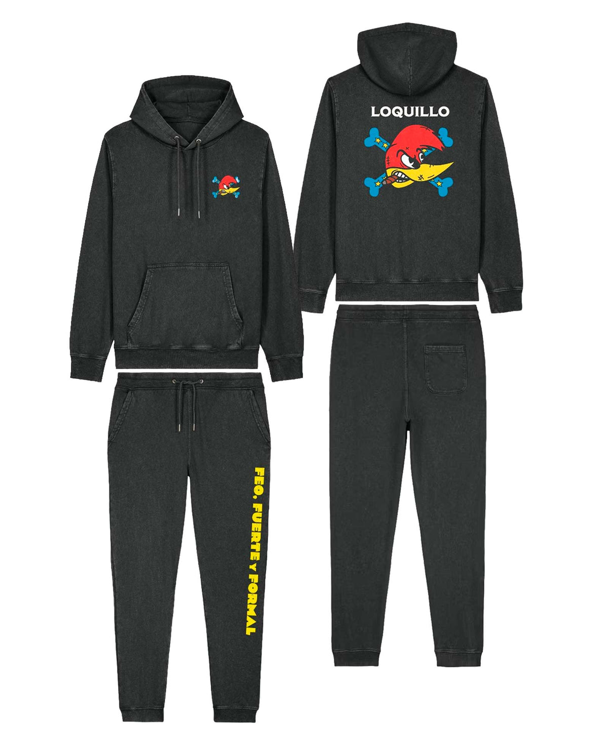 Loquillo - Conjunto deportivo "Feo Fuerte y Formal II" Negro Vintage Unisex
