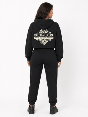 Galván Real - Sudadera Capucha Crop Top "Maldita Locura" Mujer - D2fy - Direct To Fans - Galván Real