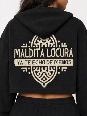 Galván Real - Sudadera Capucha Crop Top "Maldita Locura" Mujer - D2fy - Direct To Fans - Galván Real