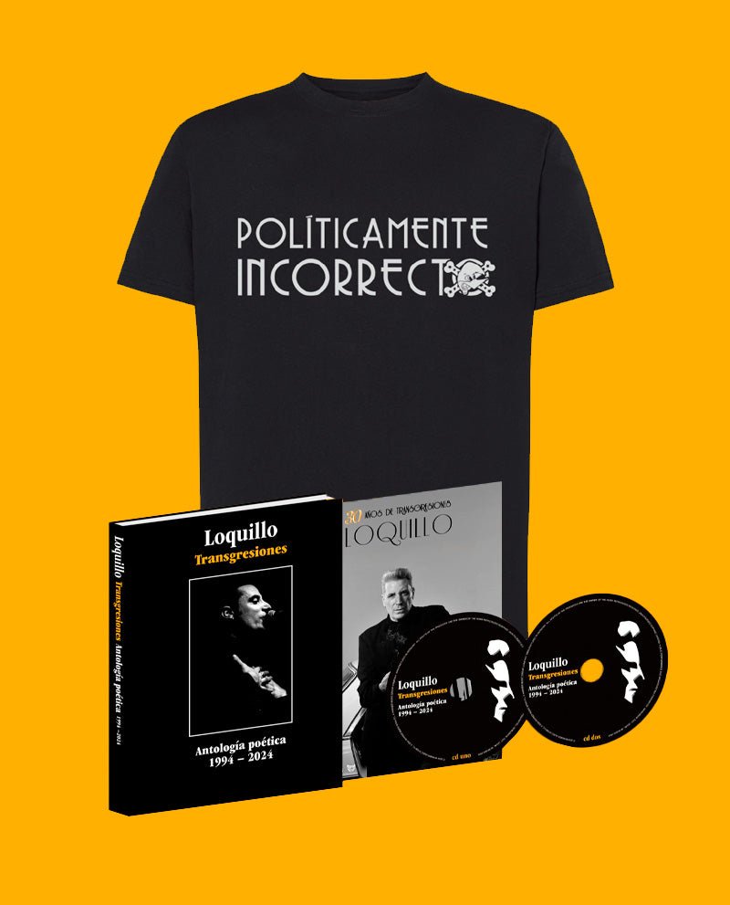 Loquillo - 2CD Libro + Postal Firmada "Transgresiones - Antología Poética" + Camiseta "Políticamente Incorrecto" - D2fy · Rocktud - Loquillo