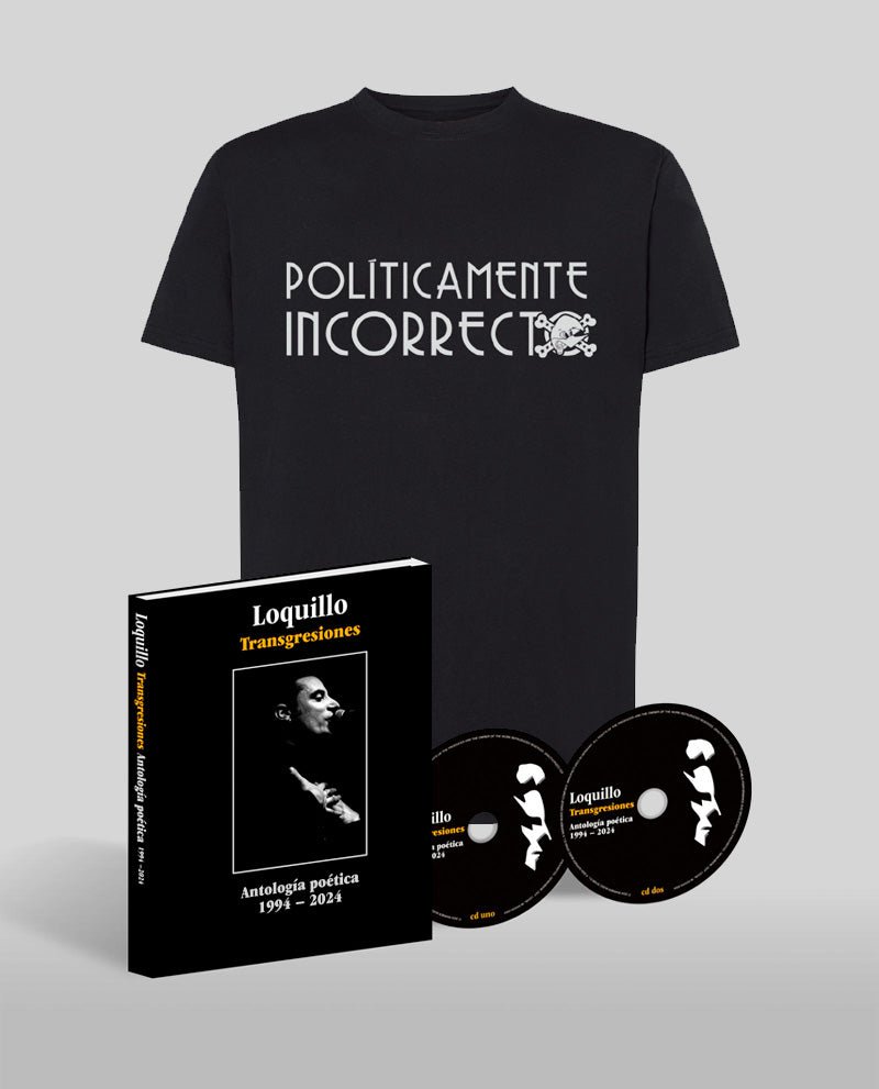 Loquillo - 2CD Libro "Transgresiones - Antología Poética" + Camiseta "Políticamente Incorrecto" - D2fy · Rocktud - Loquillo