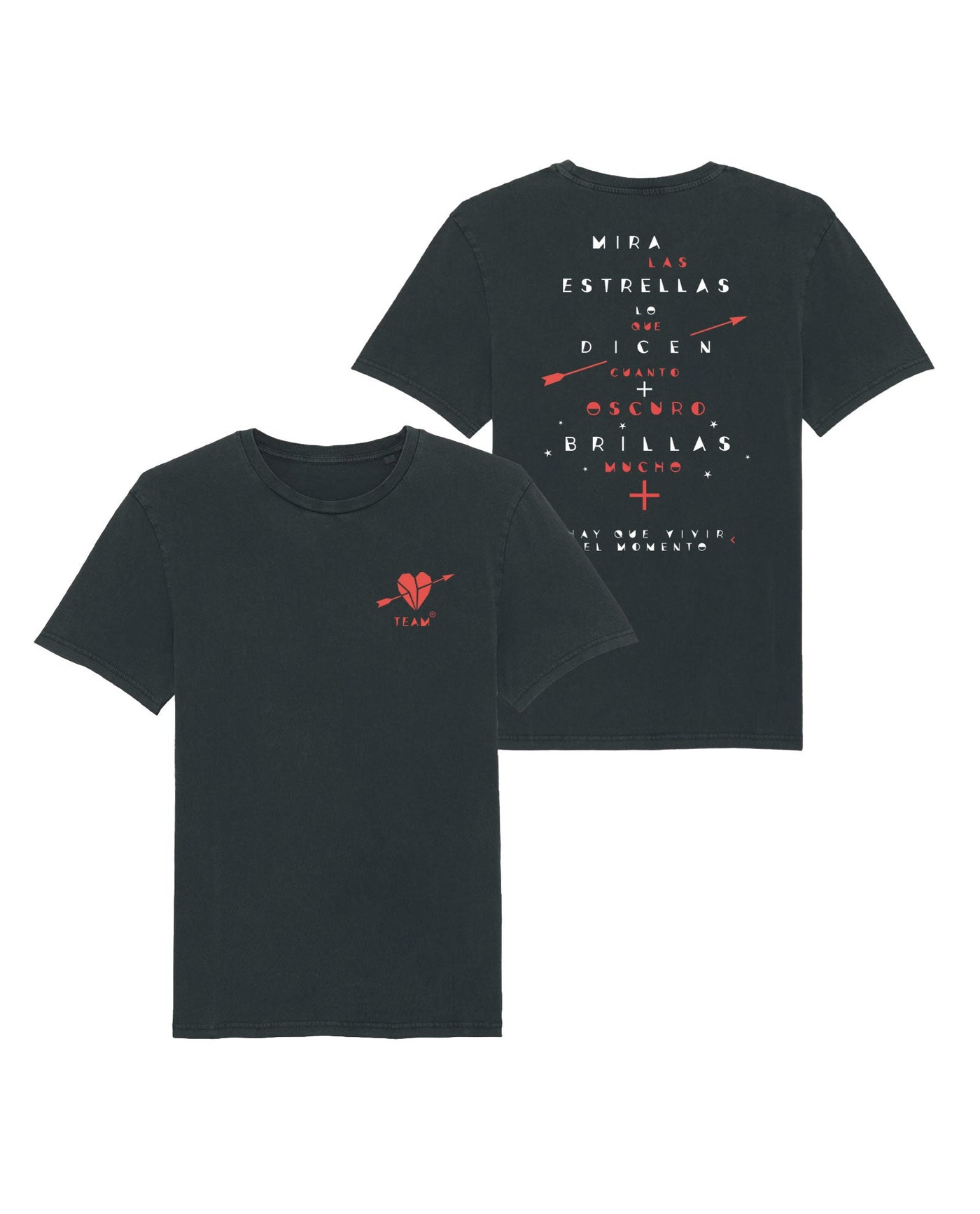 Manuel Carrasco - Camiseta "Hay que vivir el momento II - Corazón y Flecha" Unisex Negro Vintage - D2fy · Rocktud - Manuel Carrasco