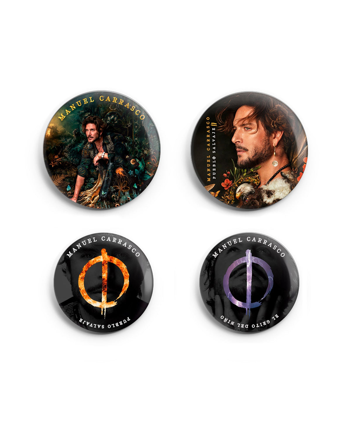 Manuel Carrasco - Pack 4 chapas "Pueblo Salvaje II" - D2fy · Rocktud - Manuel Carrasco