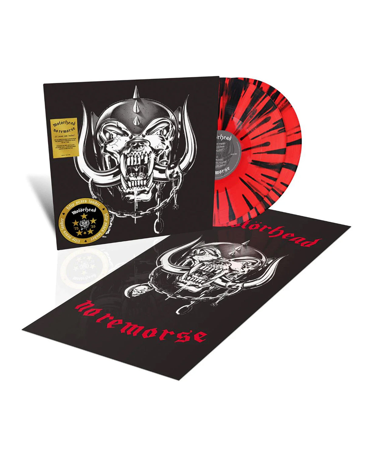 Motörhead - 2LP Vinilo Splatter Rojo y Negro "No Remorse (50th Anniversary Edition)"