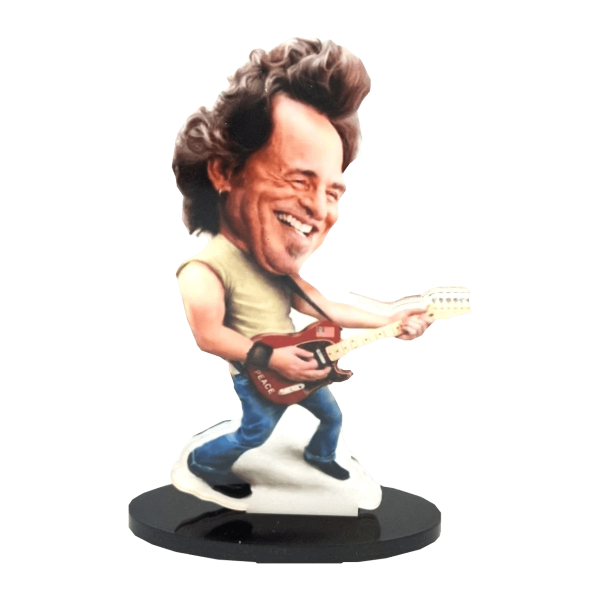 Music Legends - N104 Figura Acrílica Guitarrista con Camiseta Beige - Inspirada en Bruce Springsteen - D2fy - Direct To Fans - Music Legends