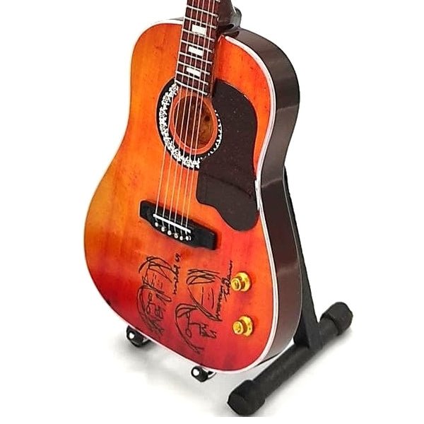 Music Legends - N116 Mini Guitarra de Colección Acústica Naranja con Dibujos (Años 60) - Inspirada en The Beatles - D2fy - Direct To Fans - Music Legends