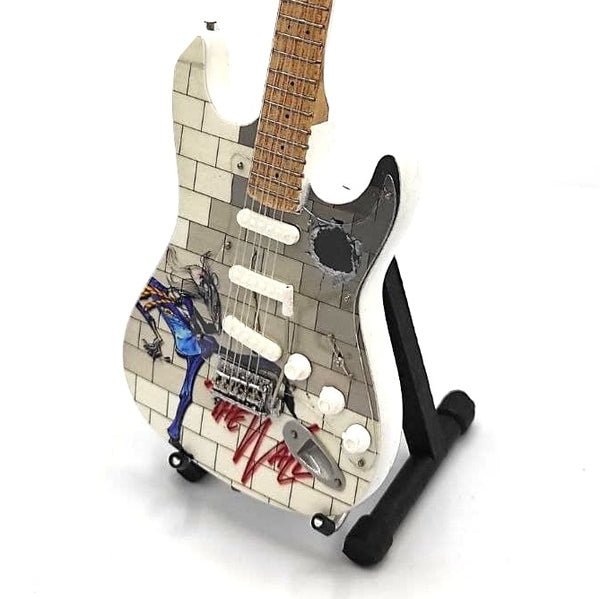 Music Legends - N1205 Mini Guitarra de Colección Blanca Muro de Ladrillos (Años 70) - Inspirada en Pink Floyd - D2fy - Direct To Fans - Music Legends