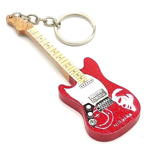 Music Legends - N1365 Llavero de Madera Guitarra Roja Ilustrada - Inspirado en Nirvana - D2fy - Direct To Fans - Music Legends