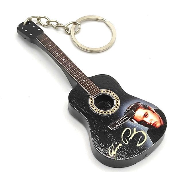 Music Legends - N1389 Llavero de Madera Guitarra Acústica Negra con Retrato - Inspirado en Elvis Presley - D2fy - Direct To Fans - Music Legends