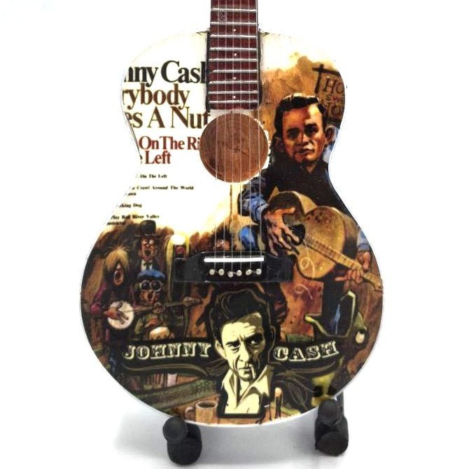 Music Legends - N147 Mini Guitarra de Colección Acústica Collage Sepia (Años 60) - Inspirada en Johnny Cash - D2fy - Direct To Fans - Music Legends