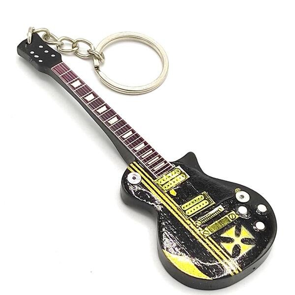 Music Legends - N191 Llavero de Madera Guitarra Negra y Amarilla - Inspirado en Metallica - D2fy - Direct To Fans - Music Legends