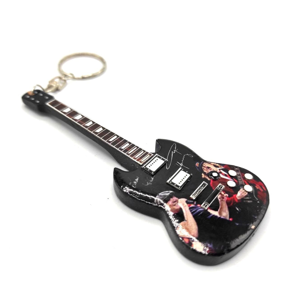 Music Legends - N2591 Llavero de Madera Guitarra Negra con Foto en Directo - Inspirado en AC/DC - D2fy - Direct To Fans - Music Legends