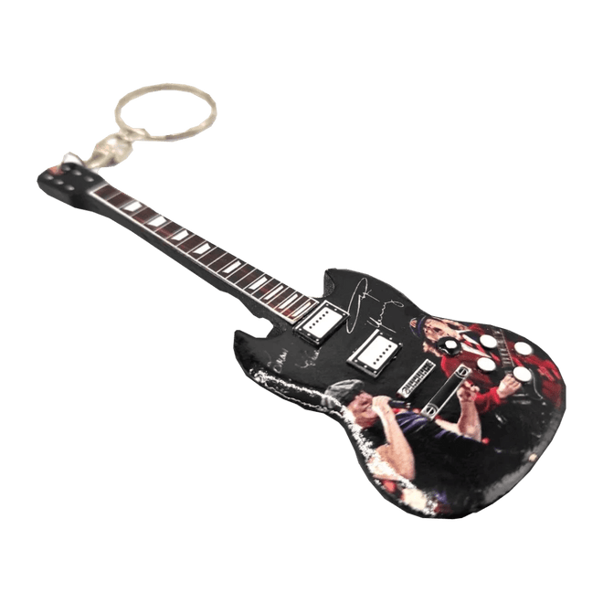 Music Legends - N2591 Llavero de Madera Guitarra Negra con Foto en Directo - Inspirado en AC/DC - D2fy - Direct To Fans - Music Legends