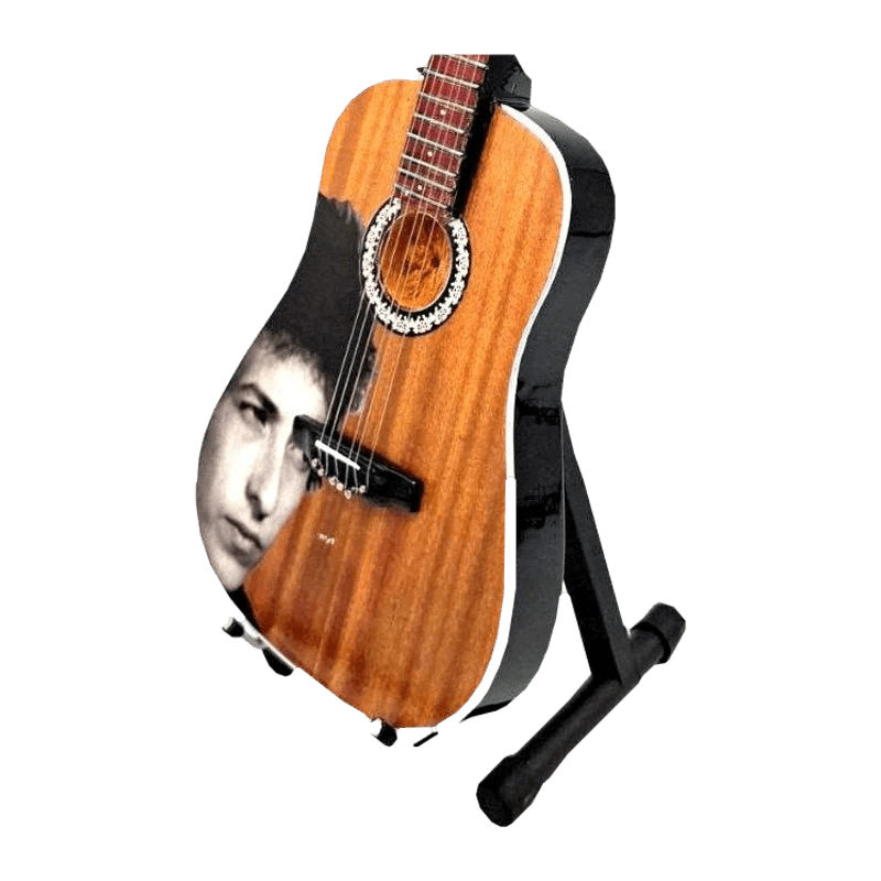 Music Legends - N4237 Mini Guitarra de Colección Acústica Natural con Retrato (Años 70) - Inspirada en Bob Dylan - D2fy - Direct To Fans - Music Legends