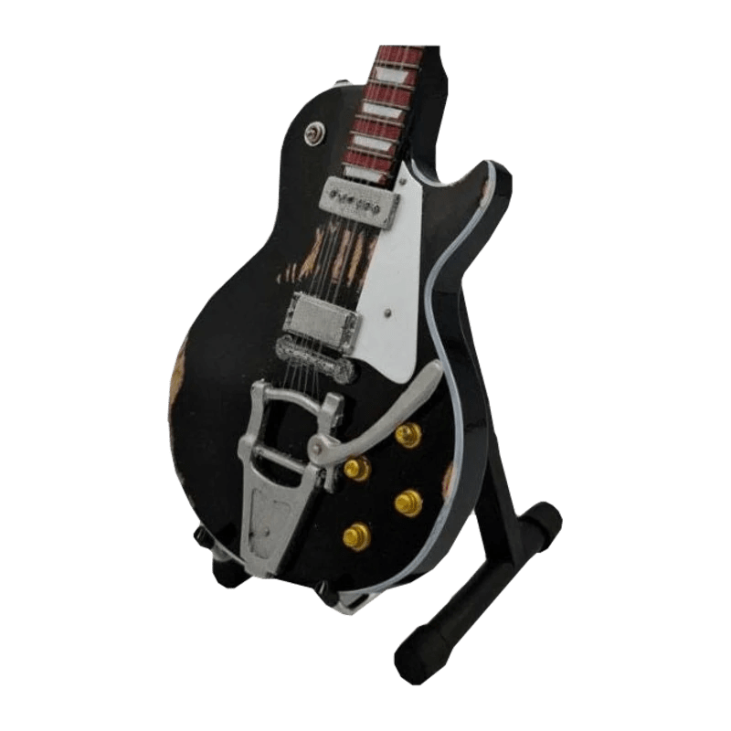 Music Legends - N4275 Mini Guitarra de Colección Negra Desgastada con Vibrato (Años 70) - Inspirada en Neil Young - D2fy - Direct To Fans - Music Legends