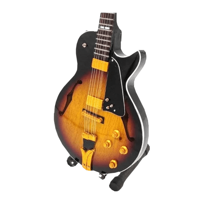 Music Legends - N482 Mini Guitarra de Colección Semiacústica Jazz Sunburst (Años 70) - Inspirada en George Benson - D2fy - Direct To Fans - Music Legends