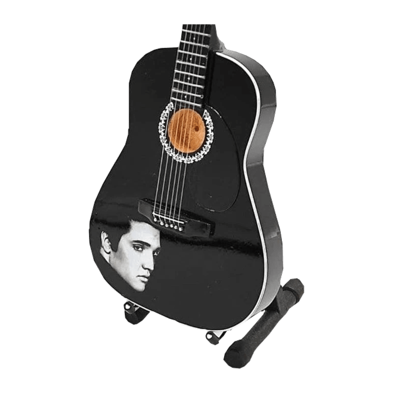 Music Legends - N5197 Mini Guitarra de Colección Acústica Negra con Retrato (Años 60) - Inspirada en Elvis Presley - D2fy - Direct To Fans - Music Legends