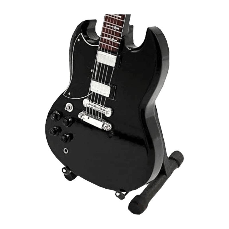 Music Legends - N6071 Mini Guitarra de Colección Negra de Doble Cuerno (Años 70) - Inspirada en Black Sabbath - D2fy - Direct To Fans - Music Legends