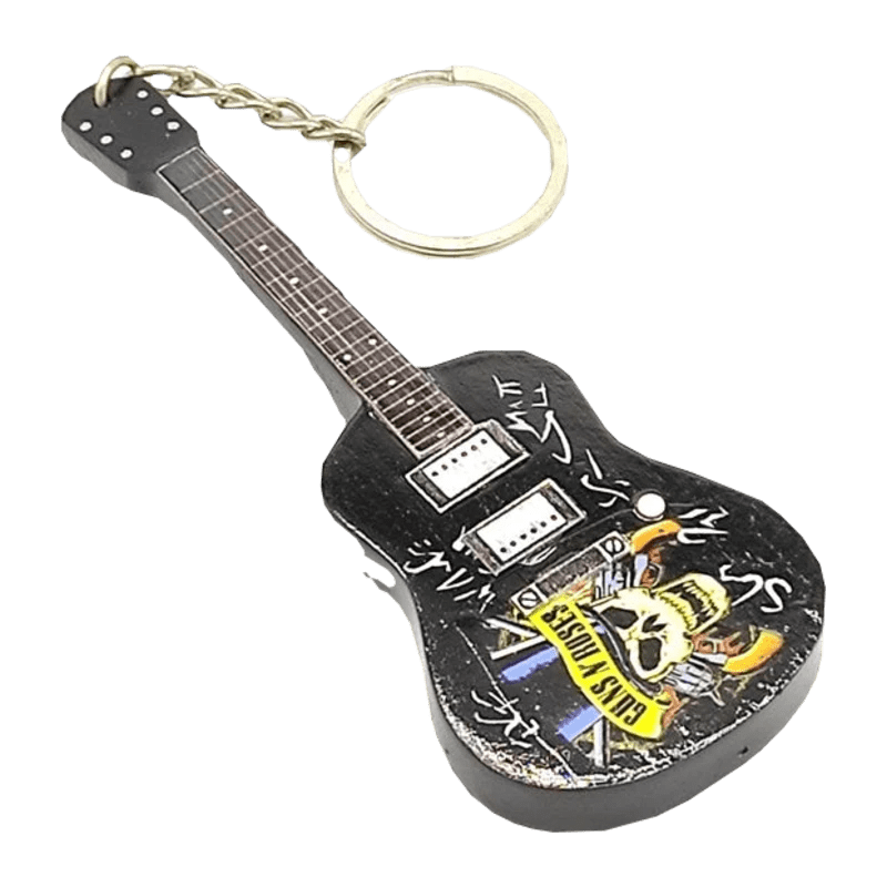 Music Legends - N627 Llavero de Madera Guitarra Acústica Negra con Calavera - Inspirado en Guns N' Roses - D2fy - Direct To Fans - Music Legends