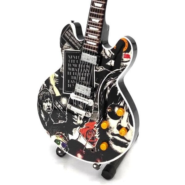 Music Legends - N6781 Mini Guitarra de Colección Semihueca con Collage (Años 90) - Inspirada en Oasis - D2fy - Direct To Fans - Music Legends