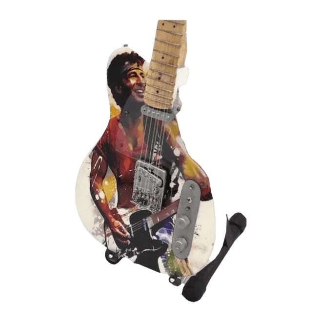 Music Legends - N6798 Mini Guitarra de Colección Ilustrada con Retrato (Años 80) - Inspirada en Bruce Springsteen - D2fy - Direct To Fans - Music Legends