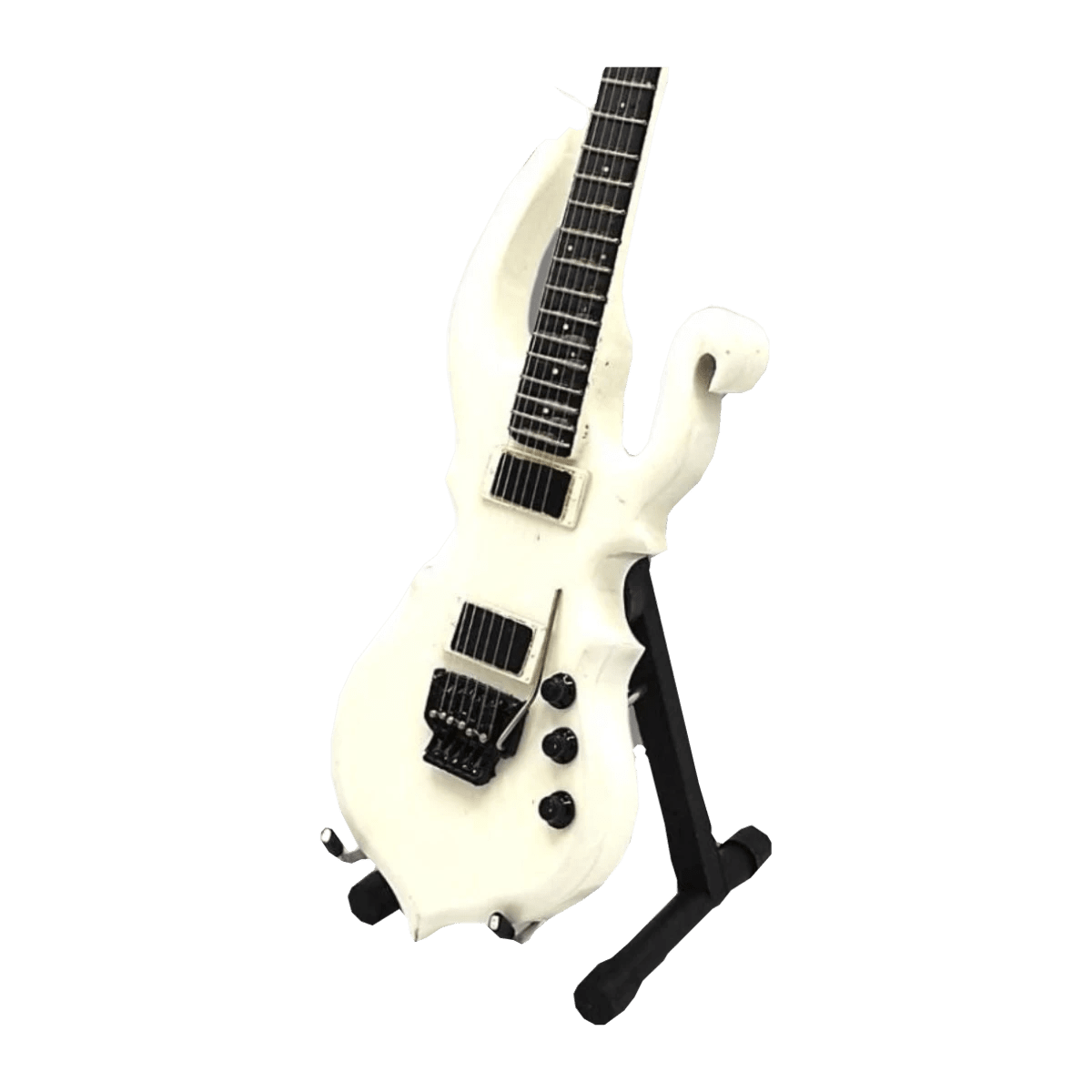 Music Legends - N78 Mini Guitarra de Colección Blanca de Forma Ondulada (Años 80) - Inspirada en Prince - D2fy - Direct To Fans - Music Legends