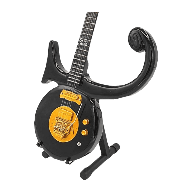 Music Legends - N79 Mini Guitarra de Colección Negra con Forma de Símbolo (Años 80) - Inspirada en Prince - D2fy - Direct To Fans - Music Legends