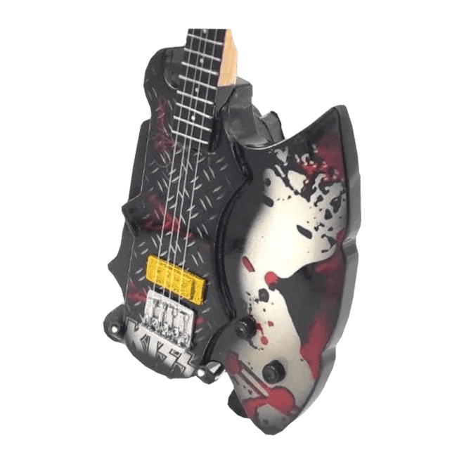 Music Legends - N8327 Mini Bajo de Colección Negro y Plata con Salpicaduras (Años 70) - Inspirado en KISS - D2fy - Direct To Fans - Music Legends