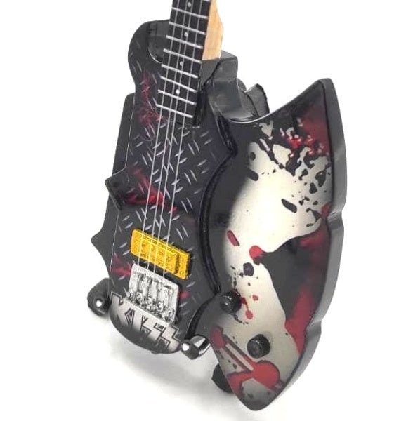 Music Legends - N8327 Mini Bajo de Colección Negro y Plata con Salpicaduras (Años 70) - Inspirado en KISS - D2fy - Direct To Fans - Music Legends
