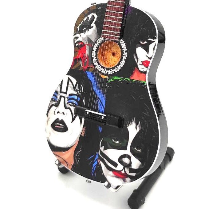 Music Legends - N8792 Mini Guitarra de Colección Acústica con Caras Maquilladas (Años 70) - Inspirada en KISS - D2fy - Direct To Fans - Music Legends