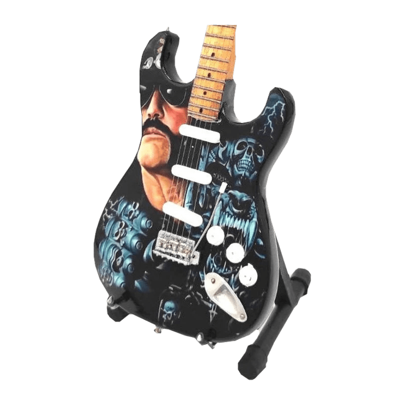 Music Legends - N8891 Mini Guitarra de Colección Negra Ilustrada Heavy (Años 90) - Inspirada en Motörhead - D2fy - Direct To Fans - Music Legends
