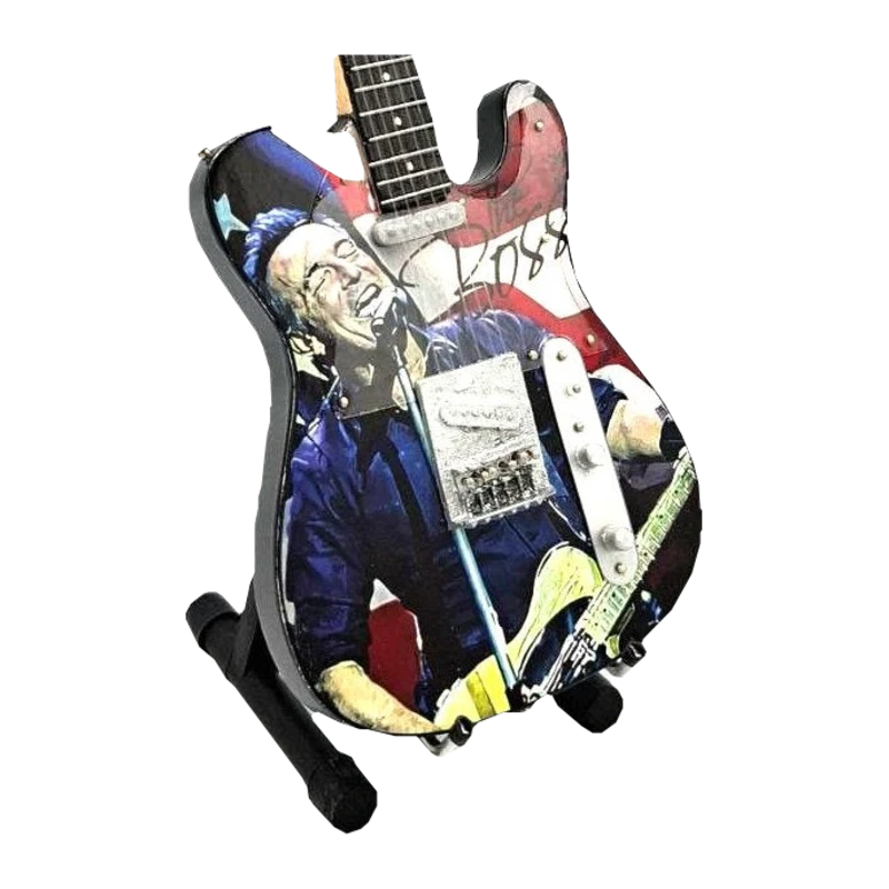 Music Legends - N9096 Mini Guitarra de Colección Ilustrada con Foto en Directo (Años 80) - Inspirada en Bruce Springsteen - D2fy - Direct To Fans - Music Legends