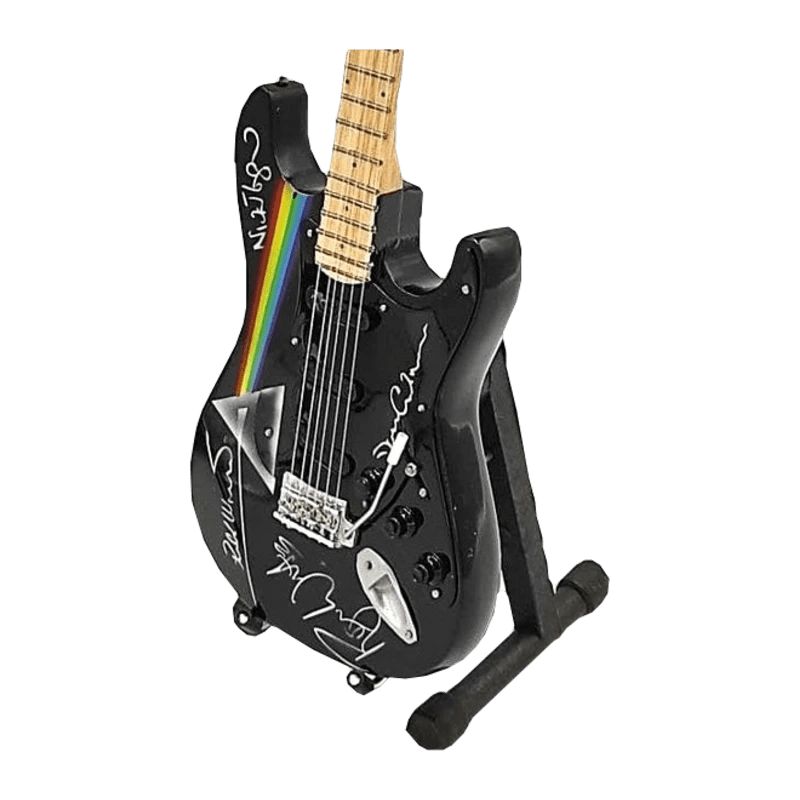 Music Legends - N93B Mini Guitarra de Colección Negra con Prisma y Firmas (Años 70) - Inspirada en Pink Floyd - D2fy - Direct To Fans - Music Legends