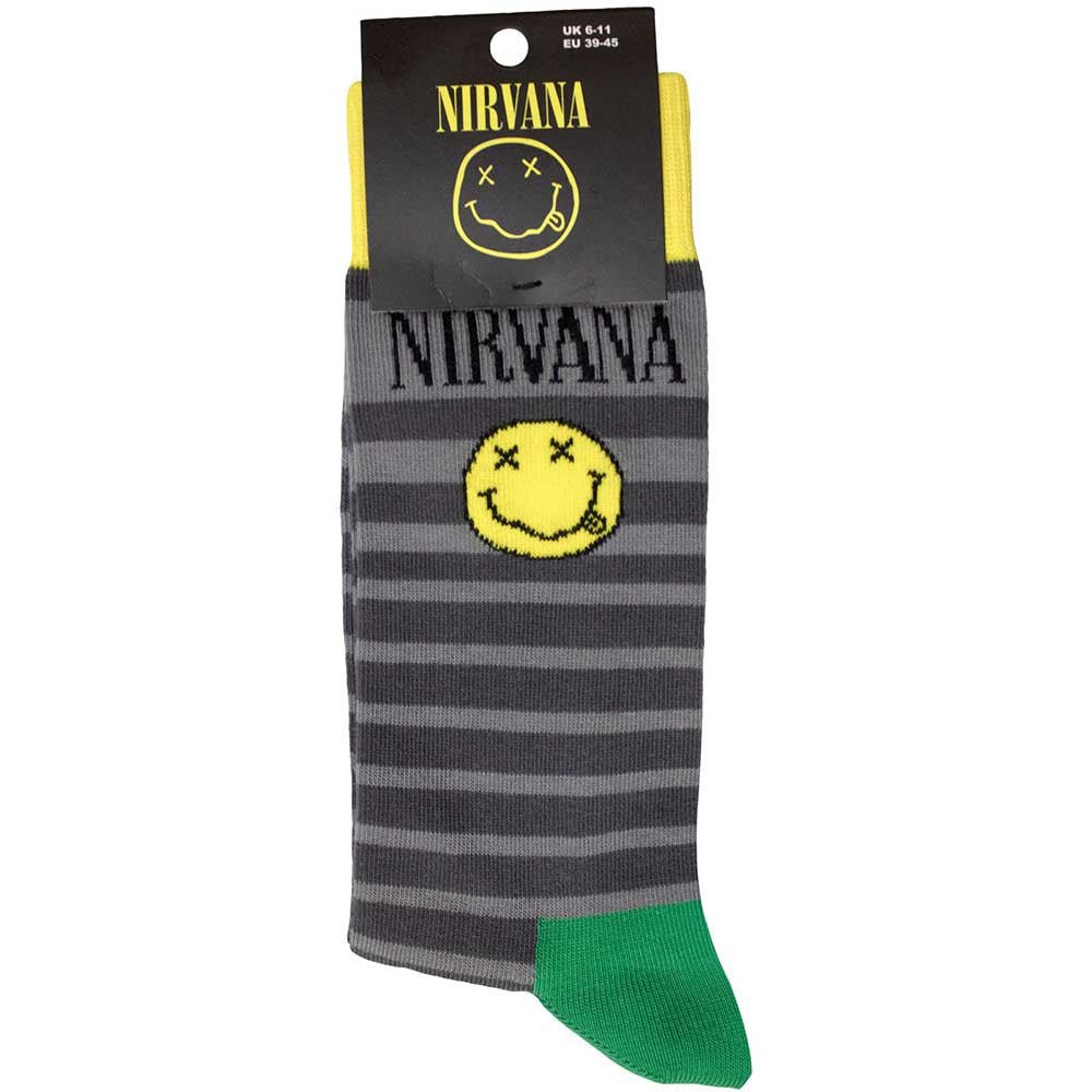 Nirvana - Calcetines "Happy Face & Logo Stripes" - D2fy - Direct To Fans - Nirvana