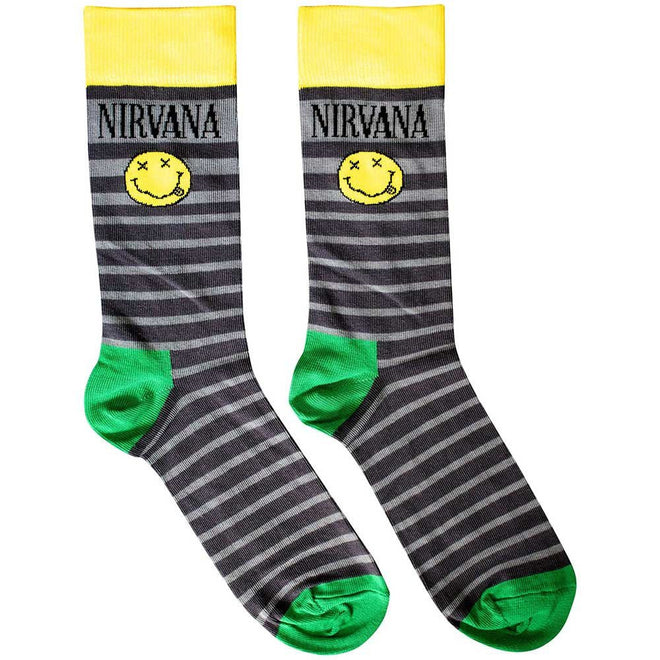 Nirvana - Calcetines "Happy Face & Logo Stripes" - D2fy - Direct To Fans - Nirvana