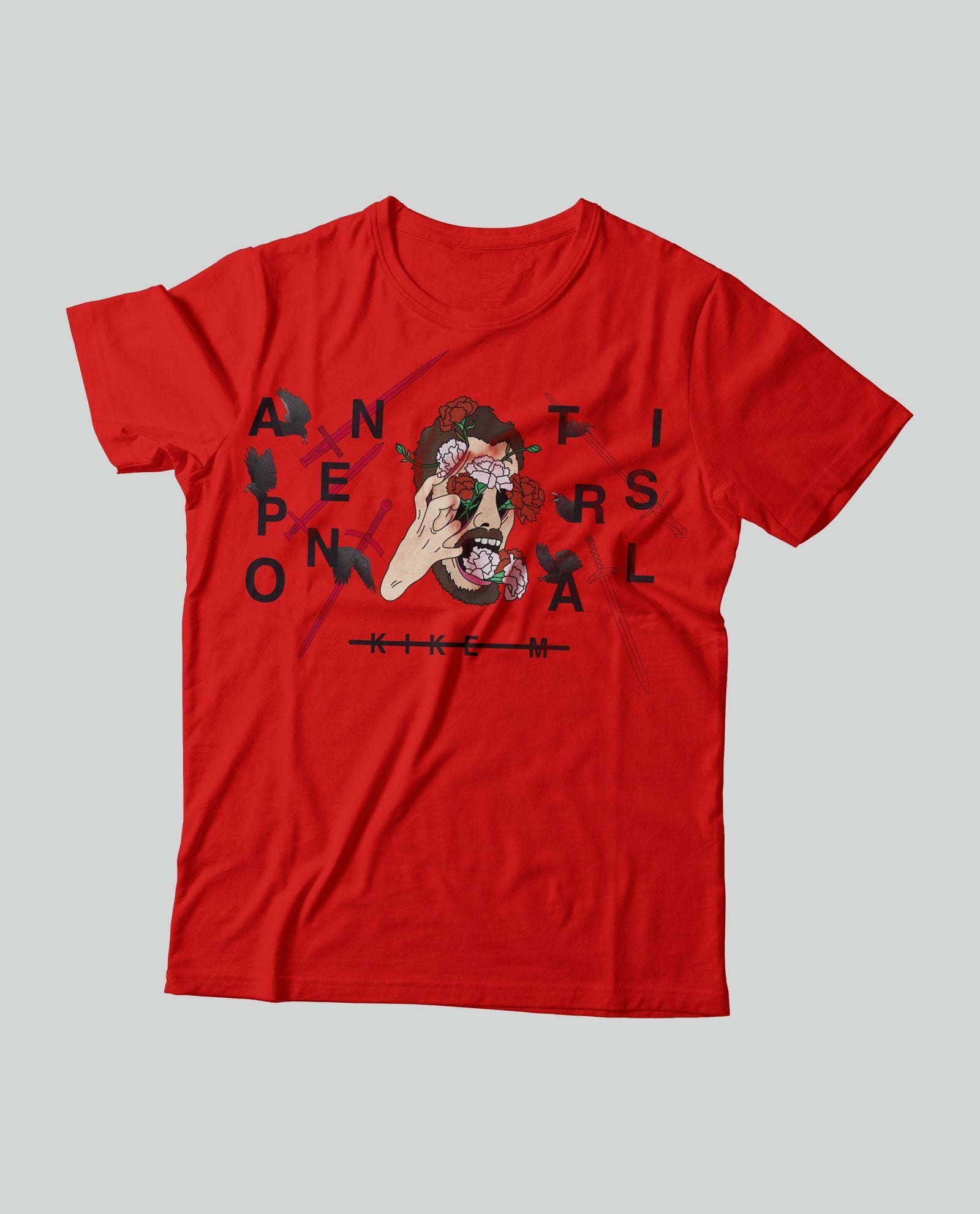 Camiseta "Antipersonal" Unisex Roja - KIKE M - Rocktud - Metales Preciosos