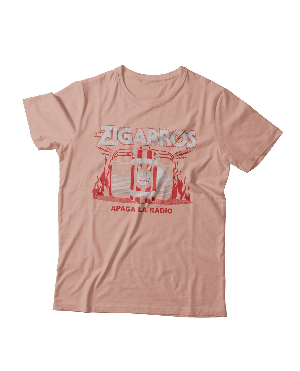Camiseta "Apaga La Radio" Salmón - Los Zigarros - Rocktud - Los Zigarros