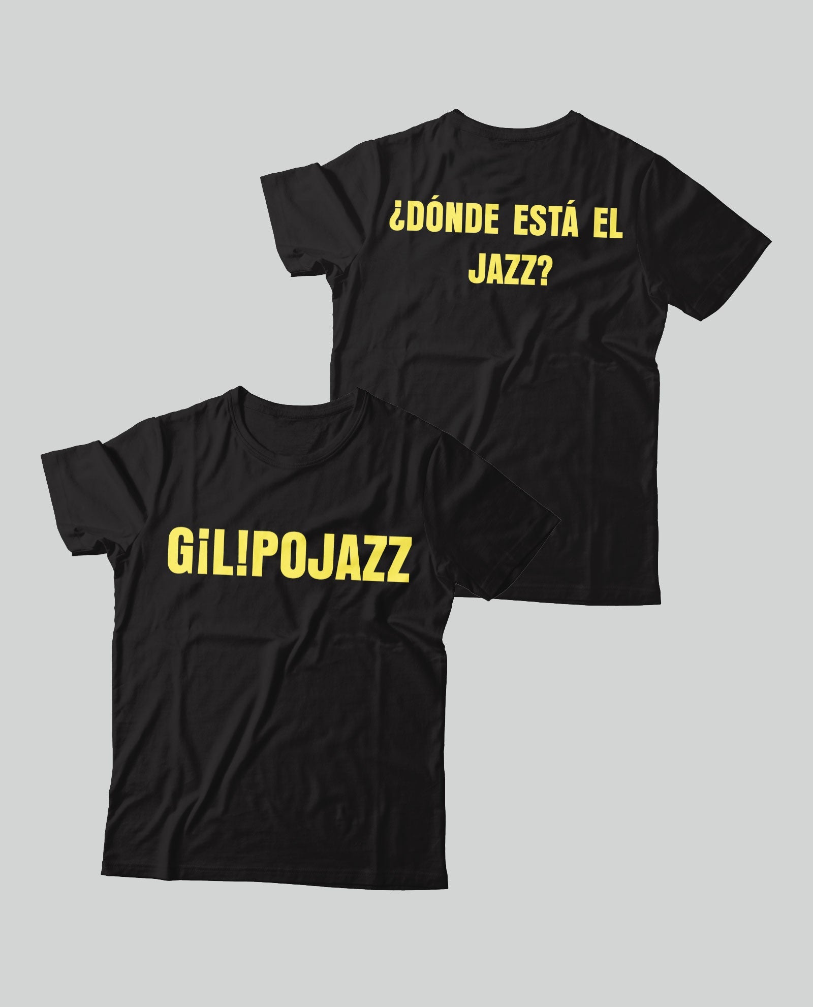 Camiseta "¿Dónde está el Jazz?" Gilipojazz - Negro - Rocktud - Metales Preciosos