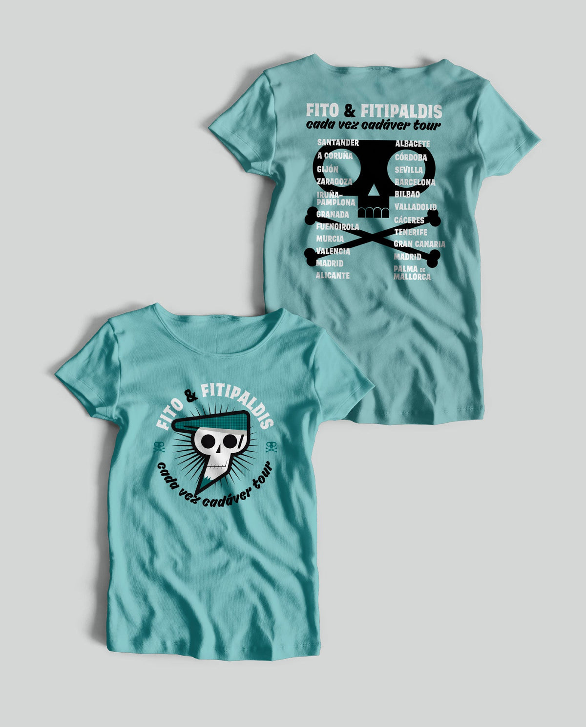 Camiseta "Gira Cada Vez Cadáver Tour" Mujer Menta - Fito y Fitipaldis - Rocktud - Fito y Fitipaldis